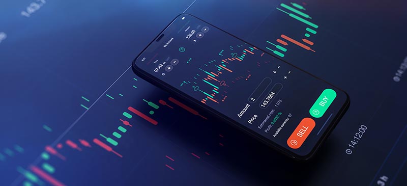 un exemple de trader utilisant un téléphone