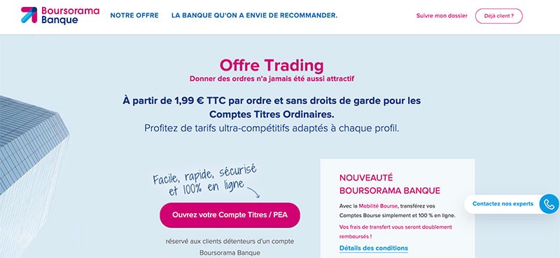 boursorama banque offre trading