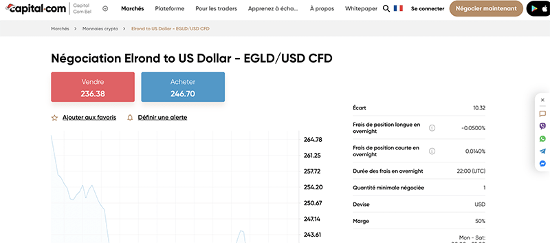 capture de ecran elrond sur capital.com