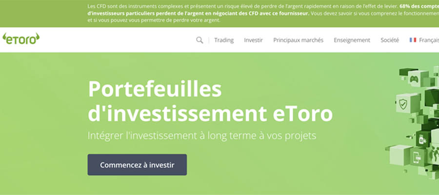 capture ’écran de la etoro portefeuilles