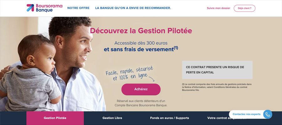 capture d’écran de la page-d’accueil de boursorama vie