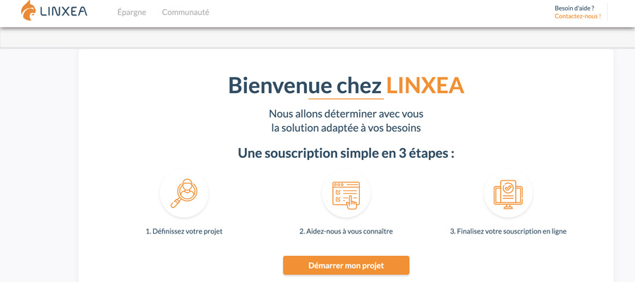 capture d’écran ouvrir un compte avec linxea