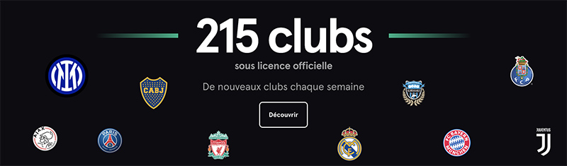 capture d'écran de sorare 215 clubs