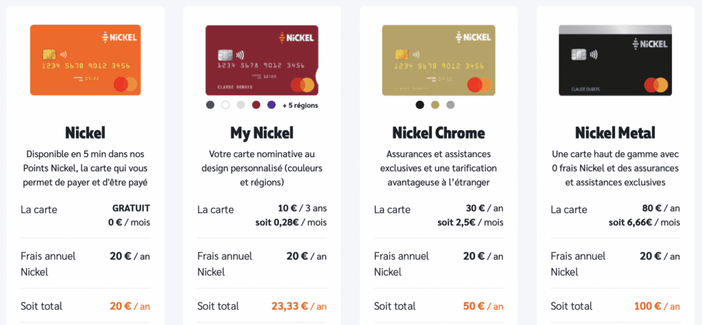 Nickel : les tarifs