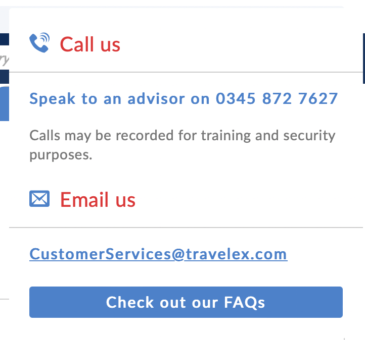 travelex : service client