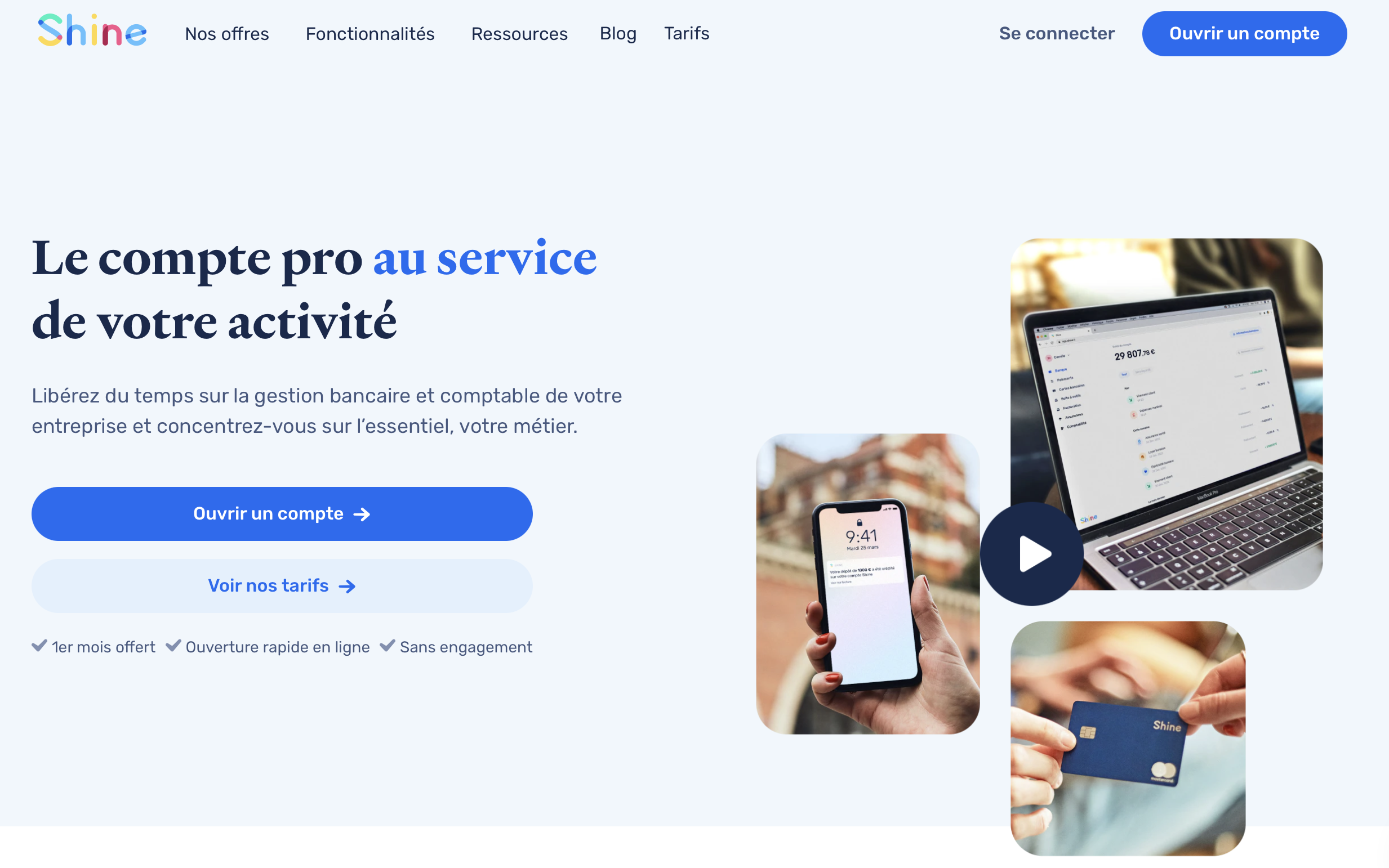 shine : page d'accueil