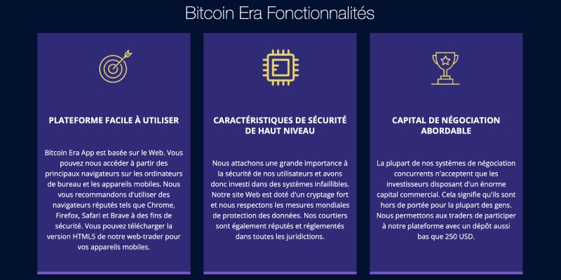 capture d'écran bitcoin era fonctionnalités