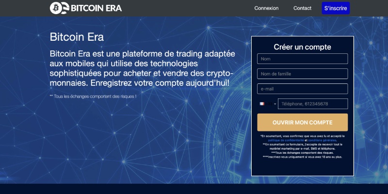 capture d'écran bitcoin era page d'accueil