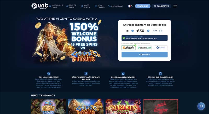 capture d'écran d'accueil de punt casino